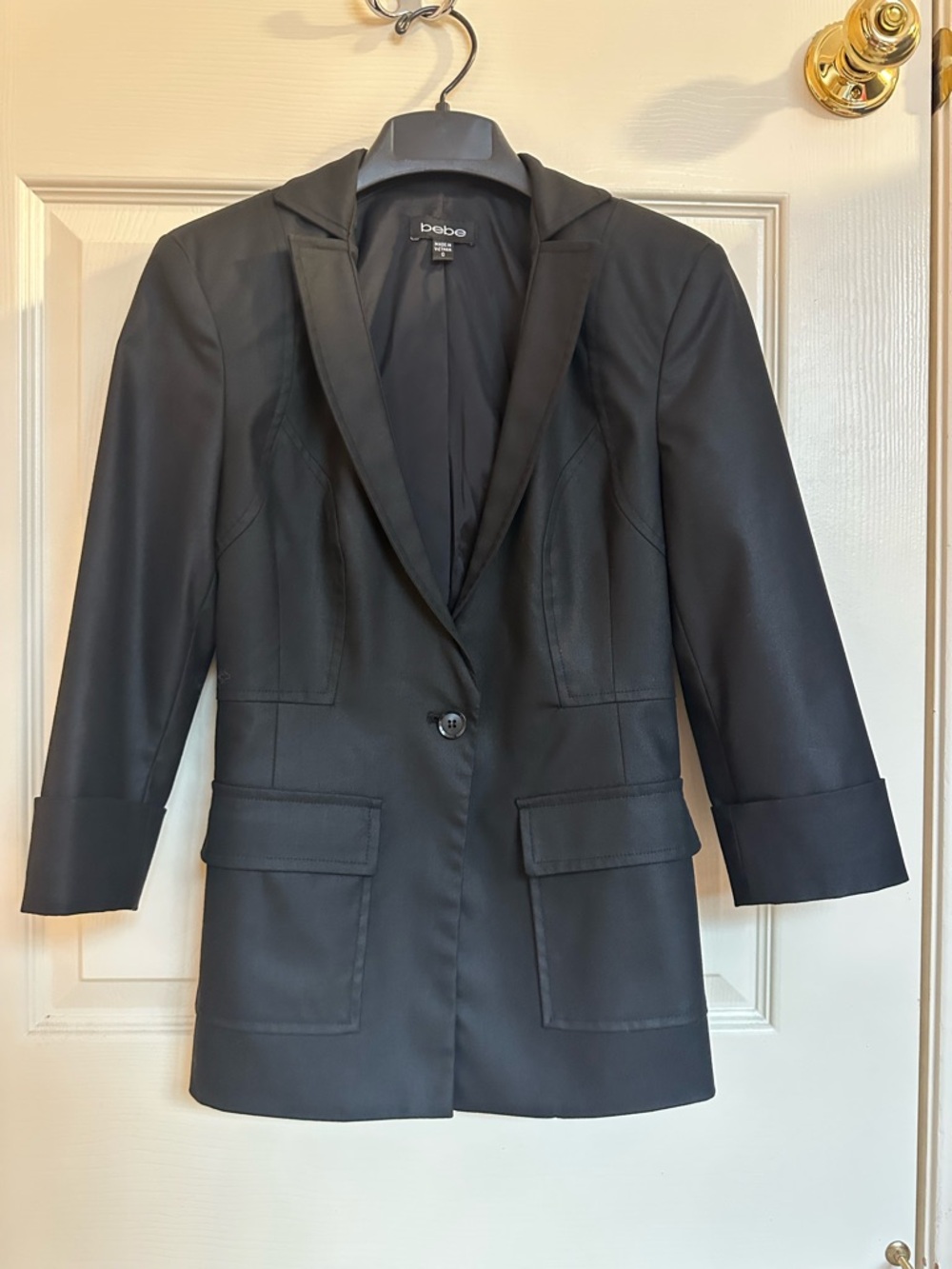 Bebe Vintage Y2K Black Single-Button Tailored Blazer Size 0